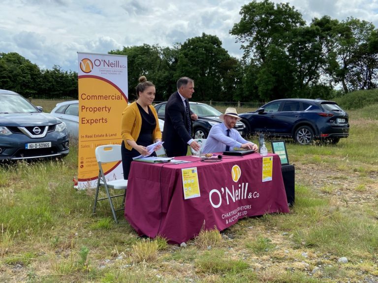 Breda Storey of Jefferson Solicitors, Darac O'Neill & Stephen Keeler of O'Neill 7 Co. pictured during the land auction at Waterstown, Sallins