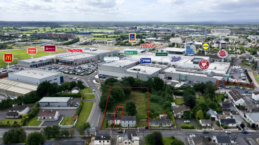 Aerial view of site for sale at Portlaoise